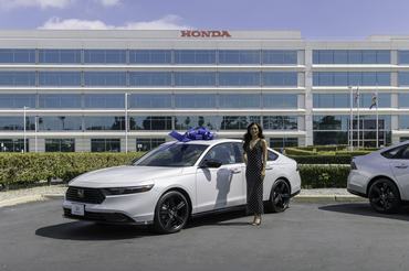02 Andrea with her 2026 Honda Accord Hybrid, the 15 millionth Accord sold in America