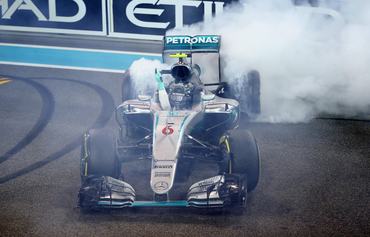 ABU DHABI, UNITED ARAB EMIRATES - NOVEMBER 27: Nico Rosberg of Germany and Mercedes GP celebrates after finishing second and winning the World Drivers Championship during the Abu Dhabi Formula One Grand Prix at Yas Marina Circuit on November 27, 2016 in Abu Dhabi, United Arab Emirates. (Photo by Clive Mason/Getty Images)