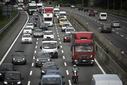TURIN, ITALY - 2019/08/05: Cars are queued on the Turin ring road. Media reported that about 23.8 million Italians will go on holiday in August 2019, increasing traffic on motorways especially on weekends. (Photo by Nicolò Campo/LightRocket via Getty Images)