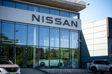 A Nissan car dealership building with a logo sign is seen in Krakow, Poland, on May 10, 2026. (Photo by Marcin Golba/NurPhoto via Getty Images)
